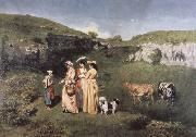 Gustave Courbet young women from the Village oil painting reproduction